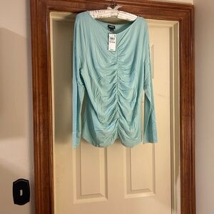 INC International Concepts Aqua Ruched Top